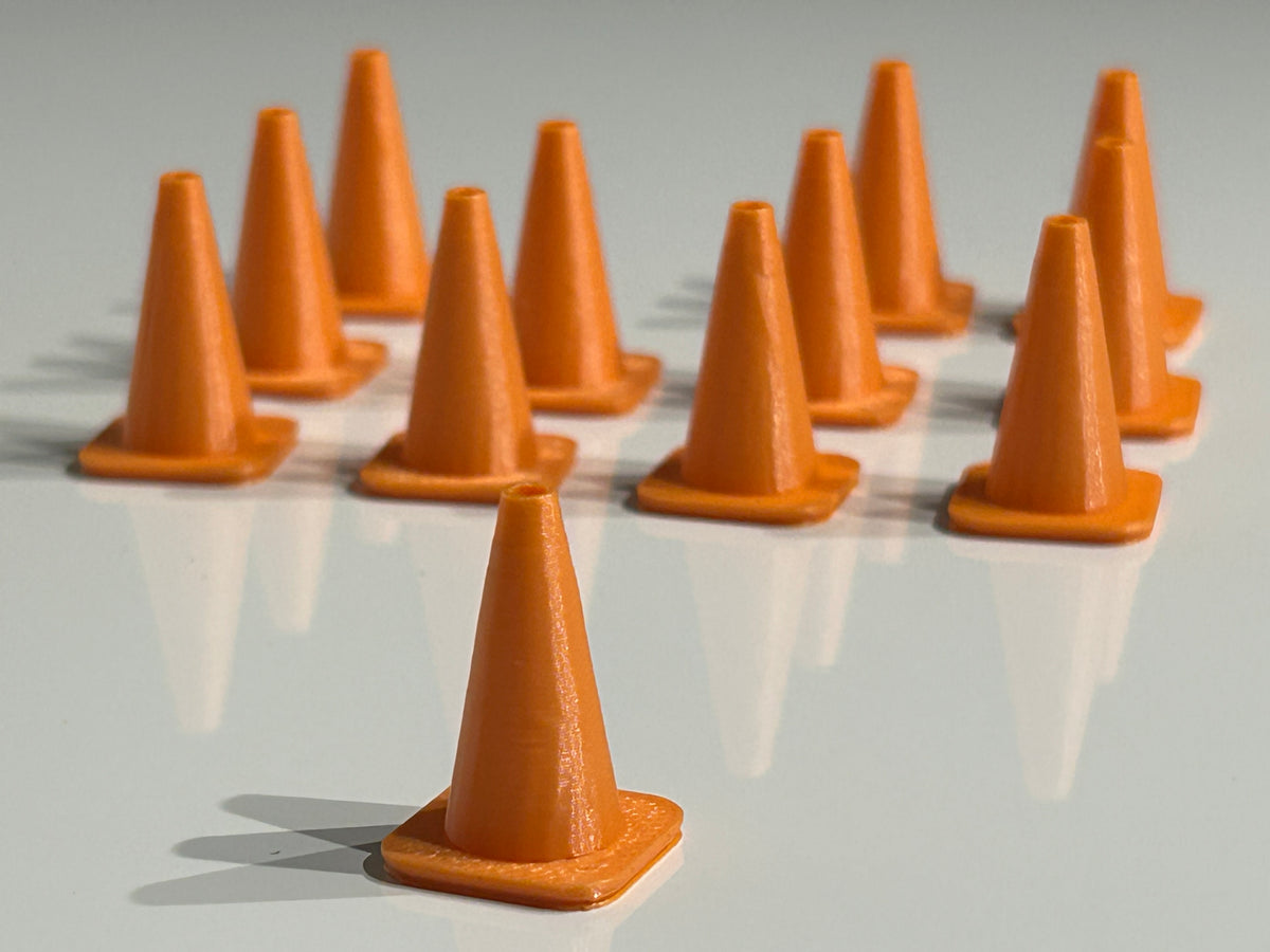 Orange Cones 1/24 1/32 1/42 Scale (12-pack)